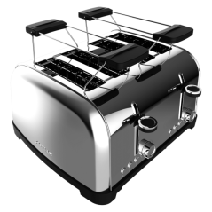 Grille-pain double Cecotec Toastin' Time 1700 à 4 fentes larges - 1700 W - Chauffe-pain - Centrage automatique