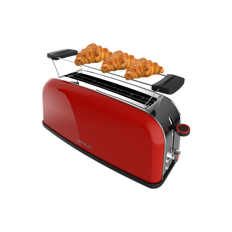 Grille-pain Cecotec Toastin' Time 850 à fente longue - 850 W - Fente large - Chauffe-pain - Centrage automatique
