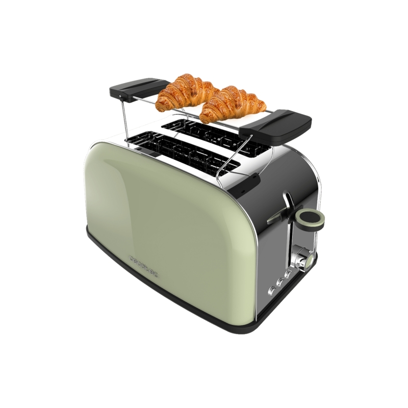 Grille-pain Cecotec Toastin' Time 850 à double fente - 850 W - Fentes larges - Acier inoxydable - Centrage automatique