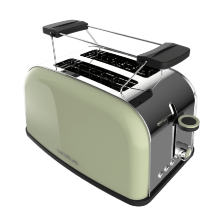 Grille-pain Cecotec Toastin' Time 850 à double fente - 850 W - Fentes larges - Acier inoxydable - Centrage automatique