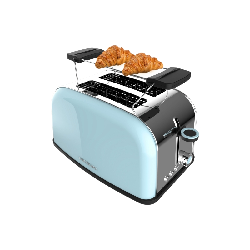 Grille-pain Cecotec Toastin' Time 850 à double fente - 850 W - Fentes larges - Acier inoxydable - Centrage automatique