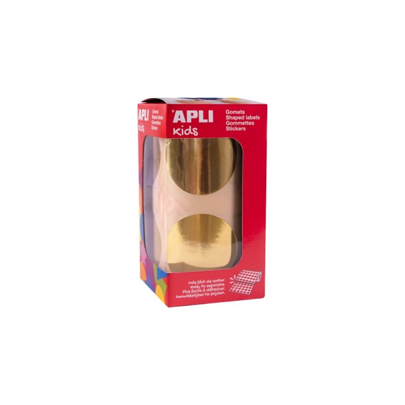 Apli Rouleau de Gomets Ronds Ø45mm Métallisé - Adhésif Permanent - 354 Gomets par Rouleau - Favorise la Créativité et la