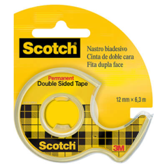 Ruban adhésif double face Scotch en distributeur 12 mm x 6,3 m - Adhésif permanent - Usages multiples - Distributeur pratique