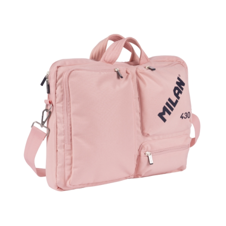 Sacoche Milan 403 Since 1918 pour ordinateur portable jusqu'à 17" - Fermeture éclair - 3 compartiments - 42 x 34 x 9 cm - Rose
