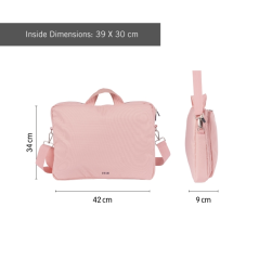Sacoche Milan 403 Since 1918 pour ordinateur portable jusqu'à 17" - Fermeture éclair - 3 compartiments - 42 x 34 x 9 cm - Rose