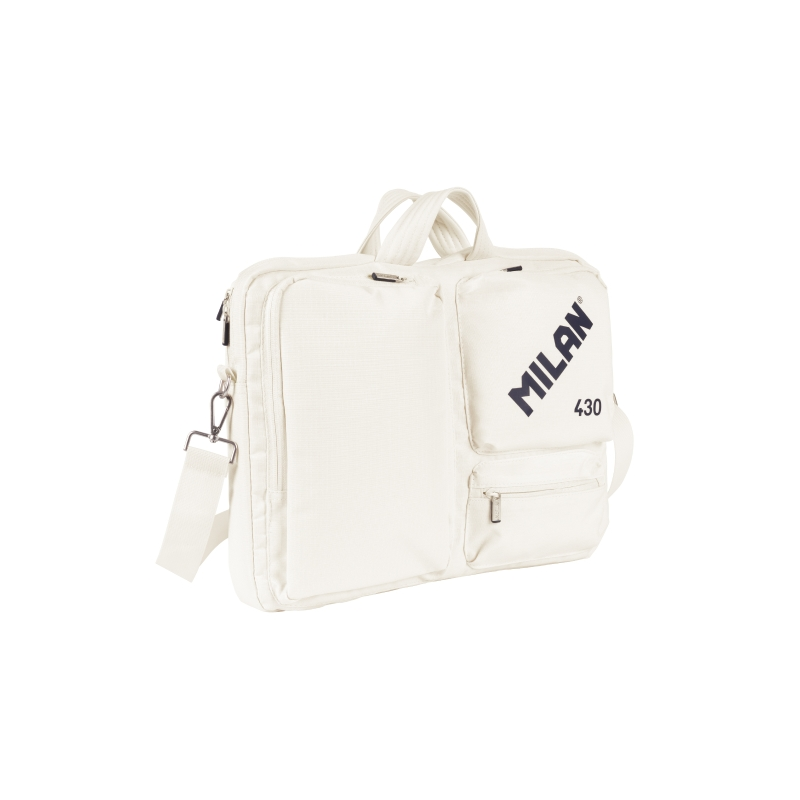Sacoche Milan 403 Since 1918 pour ordinateur portable jusqu'à 17" - Fermeture éclair - 3 compartiments - 42 x 34 x 9 cm - Beige