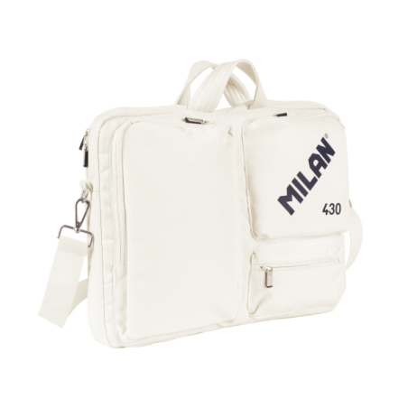 Sacoche Milan 403 Since 1918 pour ordinateur portable jusqu'à 17" - Fermeture éclair - 3 compartiments - 42 x 34 x 9 cm - Beige
