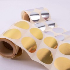 ✅ Apli Rouleau de Gomets Ronds Ø45mm Métallisé - Adhésif Permanent - 354 Gomets par Rouleau - Favorise la Cr en stock