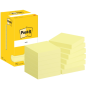 Lot de 12 blocs de 100 notes autocollantes repositionnables Post-It - Forme carrée - 76 x 76 mm - Jaune clair