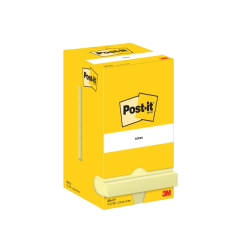 Lot de 12 blocs de 100 notes autocollantes repositionnables Post-It - Forme carrée - 76 x 76 mm - Jaune clair