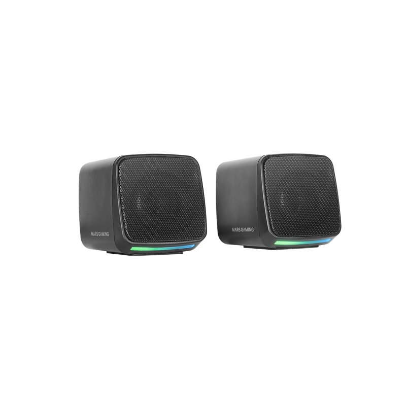Enceinte compacte Mars Gaming MS-PRO 10 W - Alimentation USB - Éclairage RGB - Prise jack 3,5 mm - Câble de 80 cm - Noire