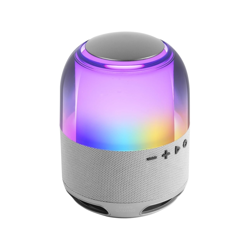 Enceinte Bluetooth Mars Gaming MS-FLOW 15 W - Éclairage RGB 360° - Batterie 2000 mAh - Compacte - Portée jusqu'à 10 m - Blanche