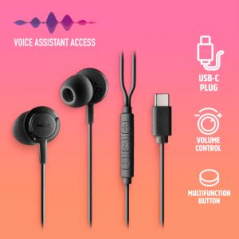 Écouteurs intra-auriculaires NGS CROSS STEP avec microphone - USB-C - Bouton multifonction - Couleur noire