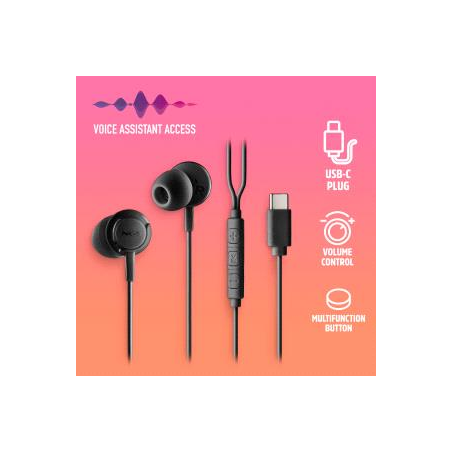 Écouteurs intra-auriculaires NGS CROSS STEP avec microphone - USB-C - Bouton multifonction - Couleur noire
