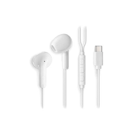 Écouteurs intra-auriculaires NGS CROSS GLIDE avec microphone - USB-C - Bouton multifonction - Couleur blanche