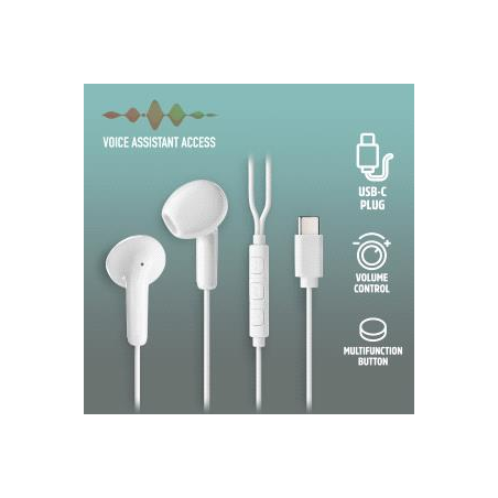 Écouteurs intra-auriculaires NGS CROSS GLIDE avec microphone - USB-C - Bouton multifonction - Couleur blanche