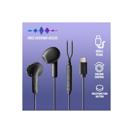 Écouteurs intra-auriculaires NGS CROSS GLIDE avec microphone - USB-C - Bouton multifonction - Couleur noire