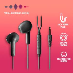 Écouteurs intra-auriculaires NGS CROSS FLIP avec microphone - Jack 3,5 mm - Bouton multifonction - Couleur noire