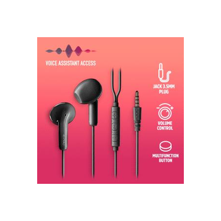 Écouteurs intra-auriculaires NGS CROSS FLIP avec microphone - Jack 3,5 mm - Bouton multifonction - Couleur noire