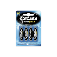 Cegasa Power Plus Lot de 2 piles R6 AA (4 pièces) - Piles salines pour appareils basse consommation