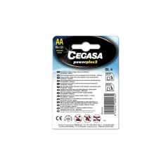 Cegasa Power Plus Lot de 2 piles R6 AA (4 pièces) - Piles salines pour appareils basse consommation