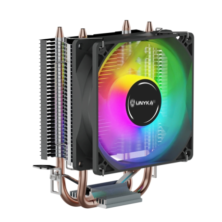 Refroidisseur CPU Unykach Unycool H20 ARGB - Multiprise universelle - Ventilateur 90 mm - Éclairage ARGB - Noir