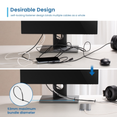 Lot de 100 serre-câbles en nylon Ewent - 200 x 2,5 mm - Résistant aux UV - Usage intérieur et extérieur - Noir