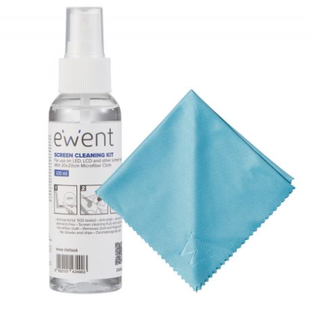 Kit de nettoyage d'écran Ewent 100 ml + chiffon en microfibre