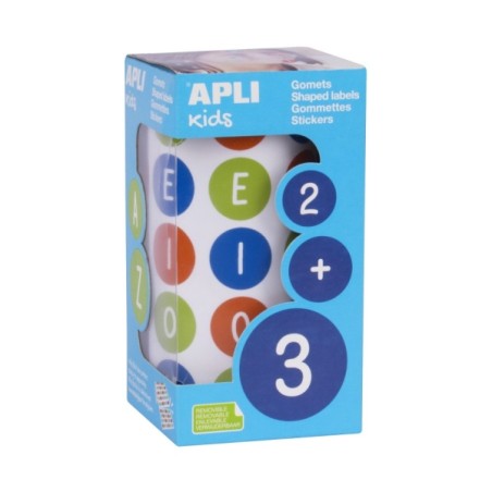 ✅ Apli Rouleau de Gomets Ronds avec Voyelles - Adhésif Amovible - 900 Gomets - Adhésif à Base d'Eau - Sans So en stock