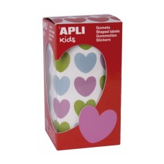 ✅ Apli Rouleau de Gomets en Forme de Coeur - Adhésif Permanent - 900 Gomets - Couleur Bleu Clair couleur Azul C en stock