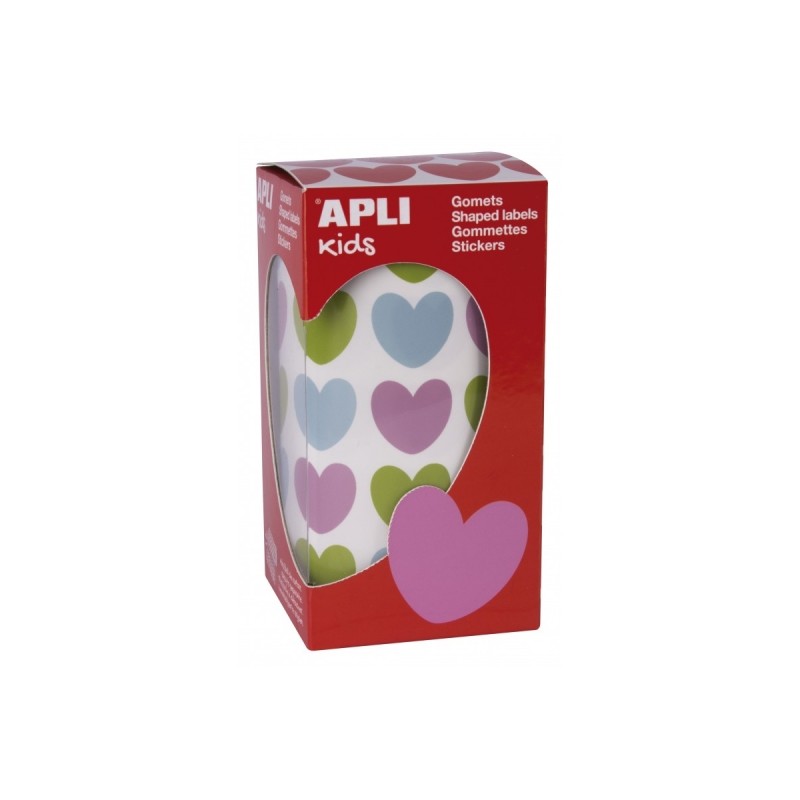 Apli Rouleau de Gomets en Forme de Coeur - Adhésif Permanent - 900 Gomets - Couleur Bleu Clair