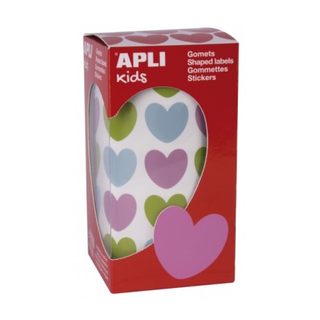 ✅ Apli Rouleau de Gomets en Forme de Coeur - Adhésif Permanent - 900 Gomets - Couleur Bleu Clair couleur Azul C en stock