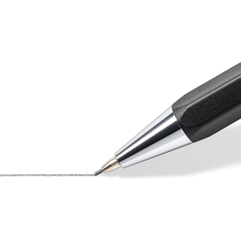 LOT de 10 Porte-mine Staedtler Graphite 778 0,7 mm - Corps hexagonal noir mat - Mine métallique rétractable - Mine amortie