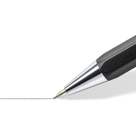 LOT de 10 Porte-mine Staedtler Graphite 778 0,5 mm - Corps hexagonal noir mat - Mine métallique rétractable - Mine amortie