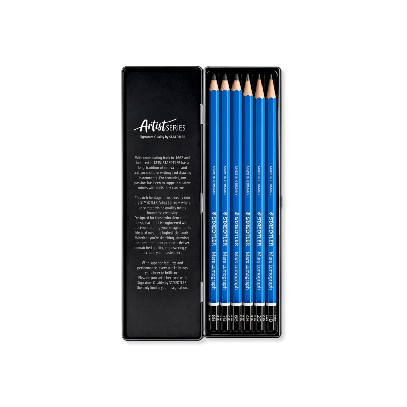 Coffret métallique Staedtler Mars Lumograph 6 crayons graphite