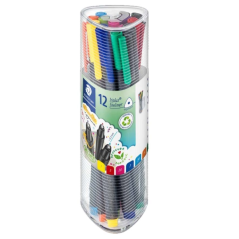 Présentoir Staedtler Triplus Fineliner 334 avec 10 paquets de 12 stylos à pointe fine - Longueur de trait env. 0,3 mm - Encre à