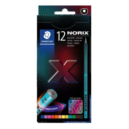 Coffret Staedtler Norix 186 avec 20 boîtes de 12 crayons de couleur HB + 5 boîtes de 24 crayons de couleur HB - Bois noir