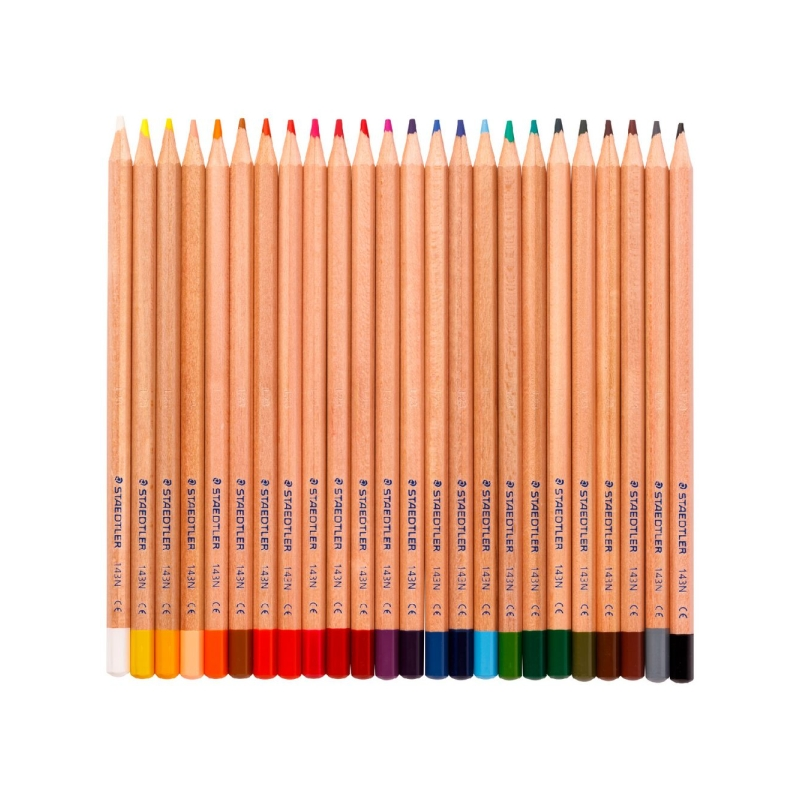 Coffret Staedtler Noris Natural de 24 crayons de couleur hexagonaux - Bois certifié FSC - Corps en bois naturel