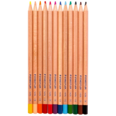Coffret Staedtler Noris Natural de 12 crayons de couleur hexagonaux - Bois certifié FSC - Corps en bois naturel
