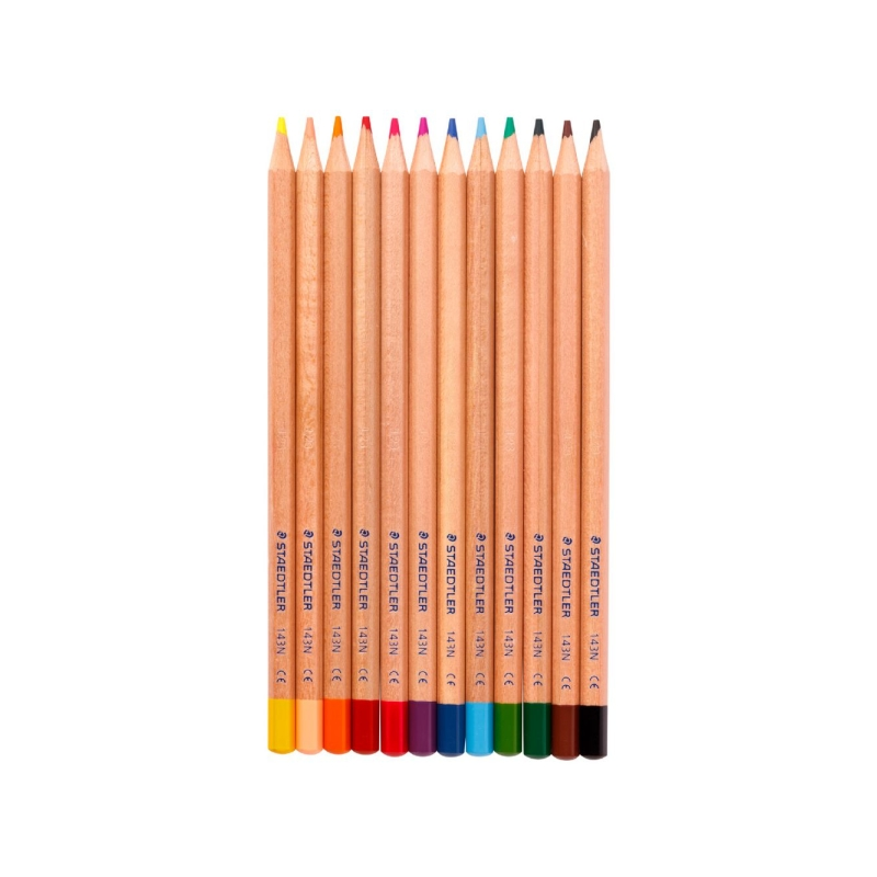 Coffret Staedtler Noris Natural de 12 crayons de couleur hexagonaux - Bois certifié FSC - Corps en bois naturel