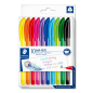 Lot de 10 stylos à bille Staedtler Ball 4320 M (pointe 1 mm) - Écriture fluide - Corps triangulaire - Couleurs assorties