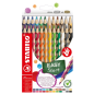 Lot de 24 crayons de couleur ergonomiques Stabilo Easycolors - Mine de 4,2 mm - Forme triangulaire - Pour droitiers - Couleurs