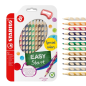 Coffret Stabilo Easycolors de 12 crayons de couleur ergonomiques + taille-crayon - Mine de 4,2 mm - Forme triangulaire - Pour