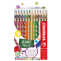 Lot de 24 crayons de couleur ergonomiques Stabilo Easycolors - Mine de 4,2 mm - Forme triangulaire - Pour gauchers - Couleurs