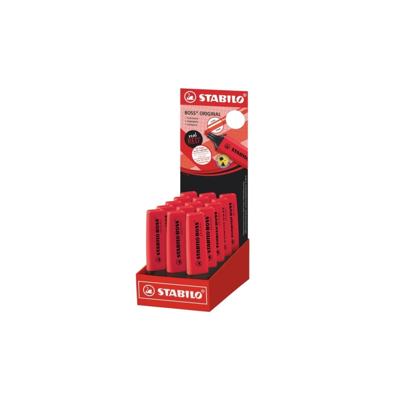 Présentoir Stabilo Boss 70 avec 15 marqueurs fluorescents - Largeur de trait de 2 à 5 mm - Rechargeable - Encre à base d'eau