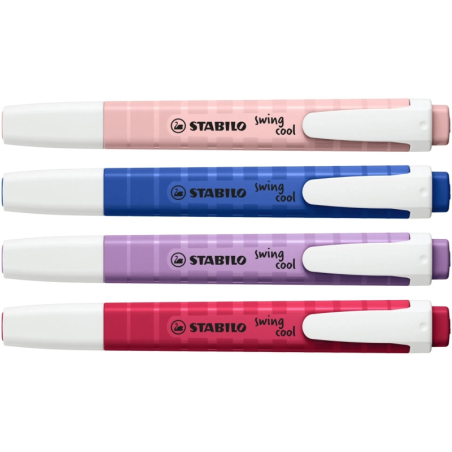 Lot de 4 feutres Stabilo Swing Cool Naturecolors Wildflower - Corps plat - Pointe biseautée - Largeur de trait de 1 à 4 mm