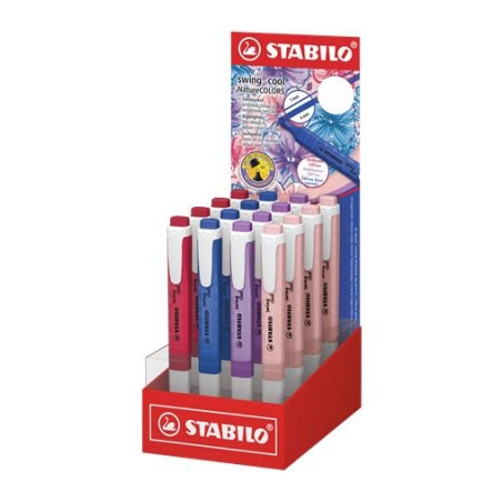 Stabilo Swing Cool Naturecolors Coffret de 16 feutres Fleurs Sauvages - Corps plat - Pointe biseautée - Largeur de trait de 1 à