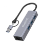Adaptateur réseau Ewent USB-C + USB-A/M 3.2 Gen1 vers Gigabit Ethernet 10/100/1000 Mbps + Hub 3 ports USB-A 3.2 Gen1 - 15 cm