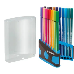 Étui Stabilo Premium Pen 68 avec 20 feutres - Pointe fibre - Largeur de trait env. 1 mm - Haute luminosité et couleurs vives