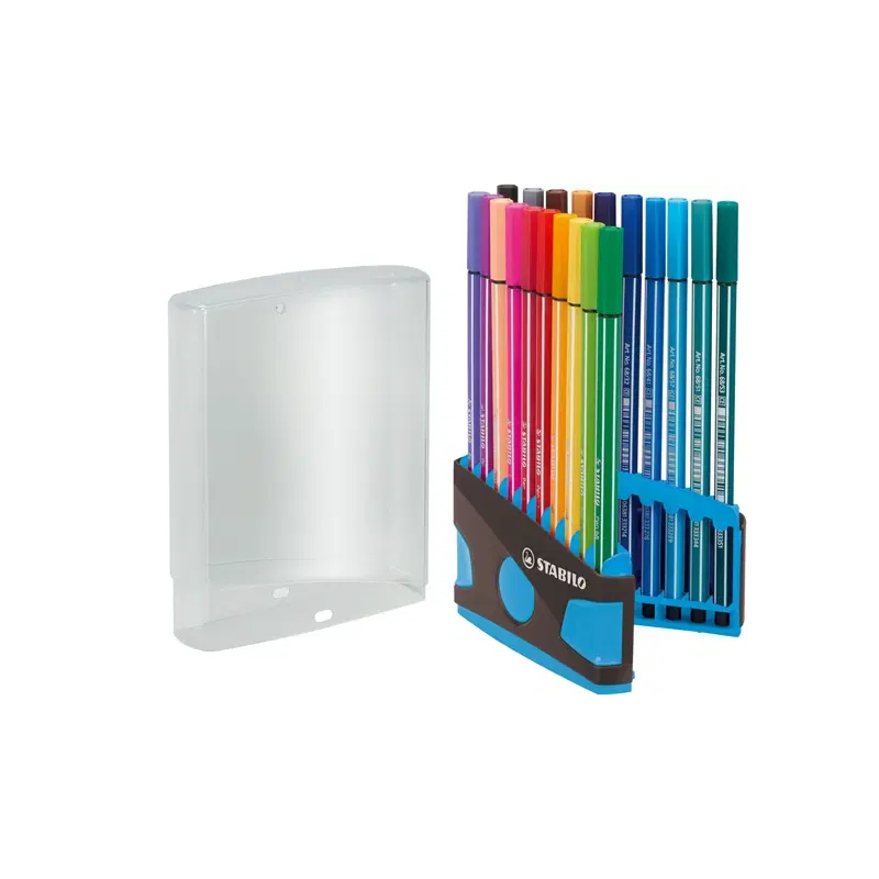Étui Stabilo Premium Pen 68 avec 20 feutres - Pointe fibre - Largeur de trait env. 1 mm - Haute luminosité et couleurs vives